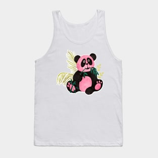 Pink Panda Eating Bamboo Tank Top